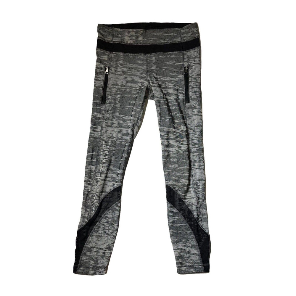 Lululemon Inspire Tight II Crop Mesh in Silver Jacquard Black‎ White Size 6